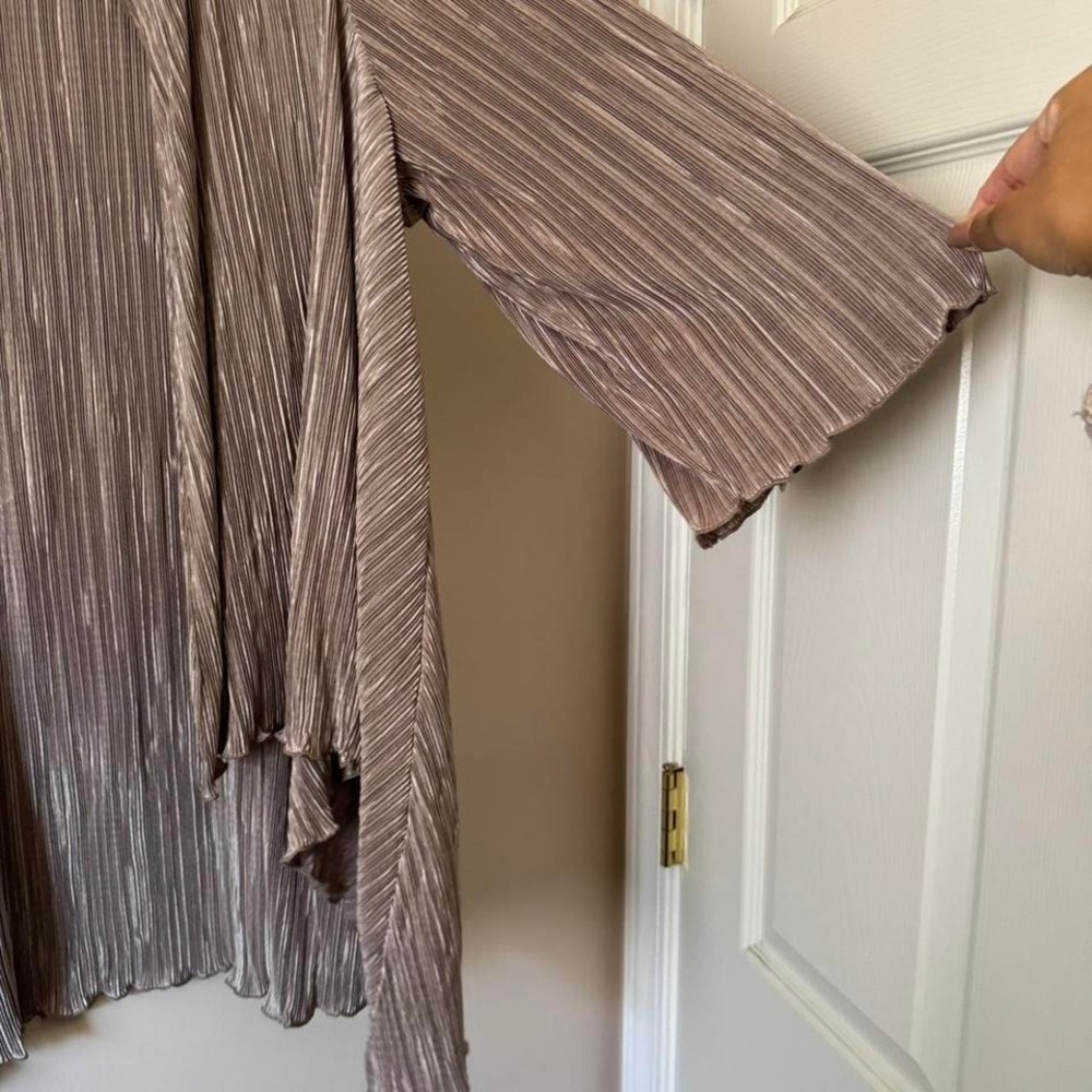 90s Two Piece Crinkle Pant Set Taupe - Picture 3 of 7
